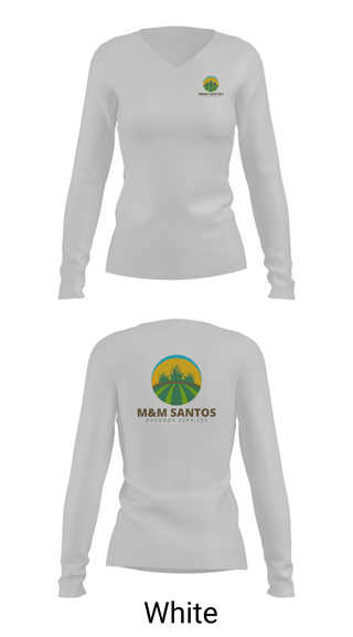 Womens Long Sleeve Vneck Shirt, M&M Santos Outdoor Services, , Teamtime, Team time, sublimation, custom sports apparel, team uniforms, spirit wear, spiritwear, sports uniforms, custom shirts, team store, custom team store, fundraiser sports, apparel fundraiser
