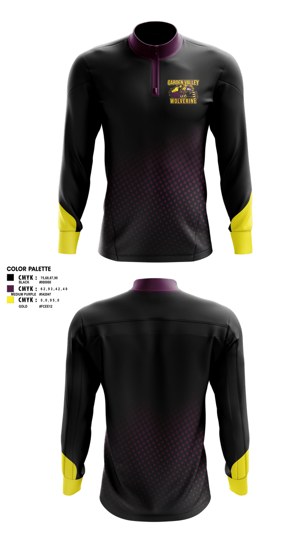 Quarter Zip Jacket, Garden Valley Wolverines, Spirit Store, Teamtime, Team time, sublimation, custom sports apparel, team uniforms, spirit wear, spiritwear, sports uniforms, custom shirts, team store, custom team store, fundraiser sports, apparel fundraiser