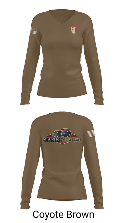 Charlie Battery, 1st Battalion 1st Air Defense Artillery Regiment 30470719 Women's Long Sleeve V-neck Shirt - 17