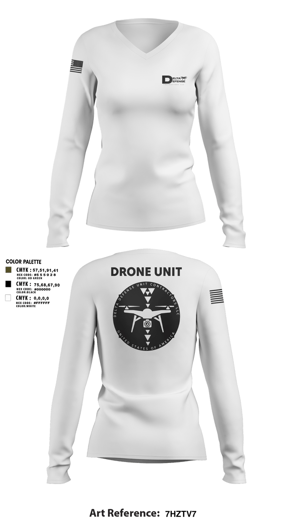 Womens Long Sleeve Vneck Shirt, Delta Defense Unit, Police, Teamtime, Team time, sublimation, custom sports apparel, team uniforms, spirit wear, spiritwear, sports uniforms, custom shirts, team store, custom team store, fundraiser sports, apparel fundraiser