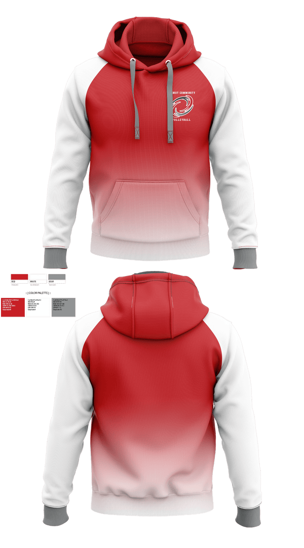 Hoodie, Detroit Community High School Volleyball, Men's Volleyball, Teamtime, Team time, sublimation, custom sports apparel, team uniforms, spirit wear, spiritwear, sports uniforms, custom shirts, team store, custom team store, fundraiser sports, apparel fundraiser