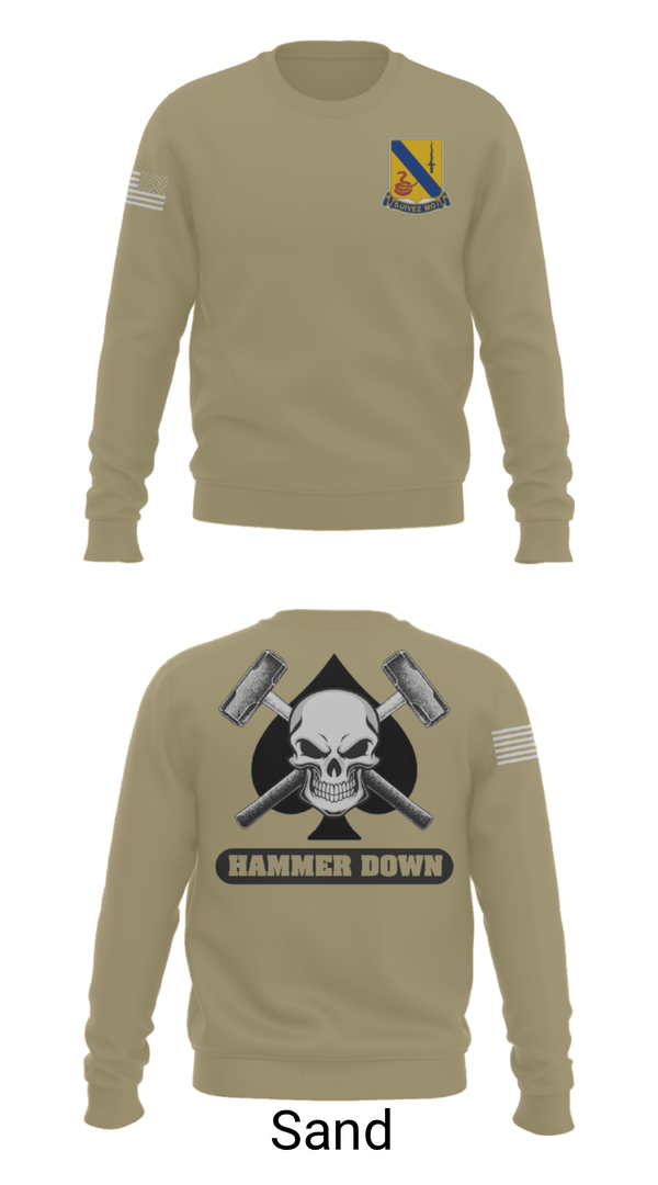 Crew Neck Sweatshirt, 2-14 CAV ACE HIGH, Army, Teamtime, Team time, sublimation, custom sports apparel, team uniforms, spirit wear, spiritwear, sports uniforms, custom shirts, team store, custom team store, fundraiser sports, apparel fundraiser