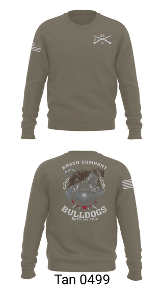 Crew Neck Sweatshirt, B/3-34 Bulldogs, Army, Teamtime, Team time, sublimation, custom sports apparel, team uniforms, spirit wear, spiritwear, sports uniforms, custom shirts, team store, custom team store, fundraiser sports, apparel fundraiser