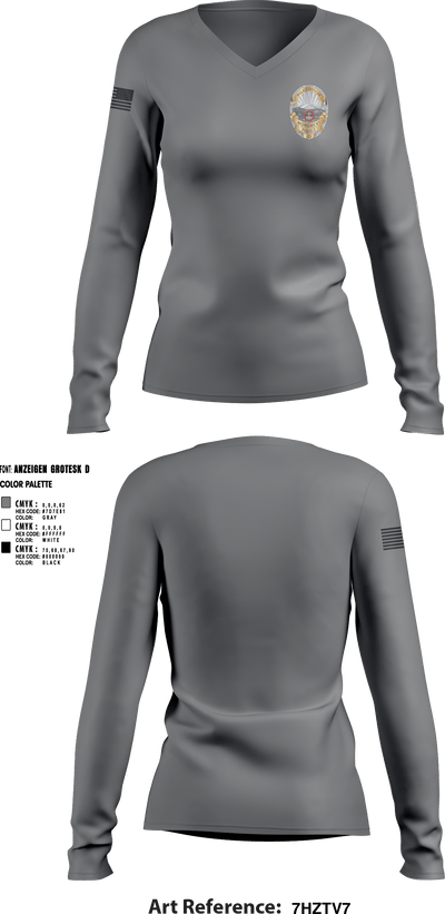 Monument Police Department 10917118 Women's Long Sleeve V-neck Shirt - 4
