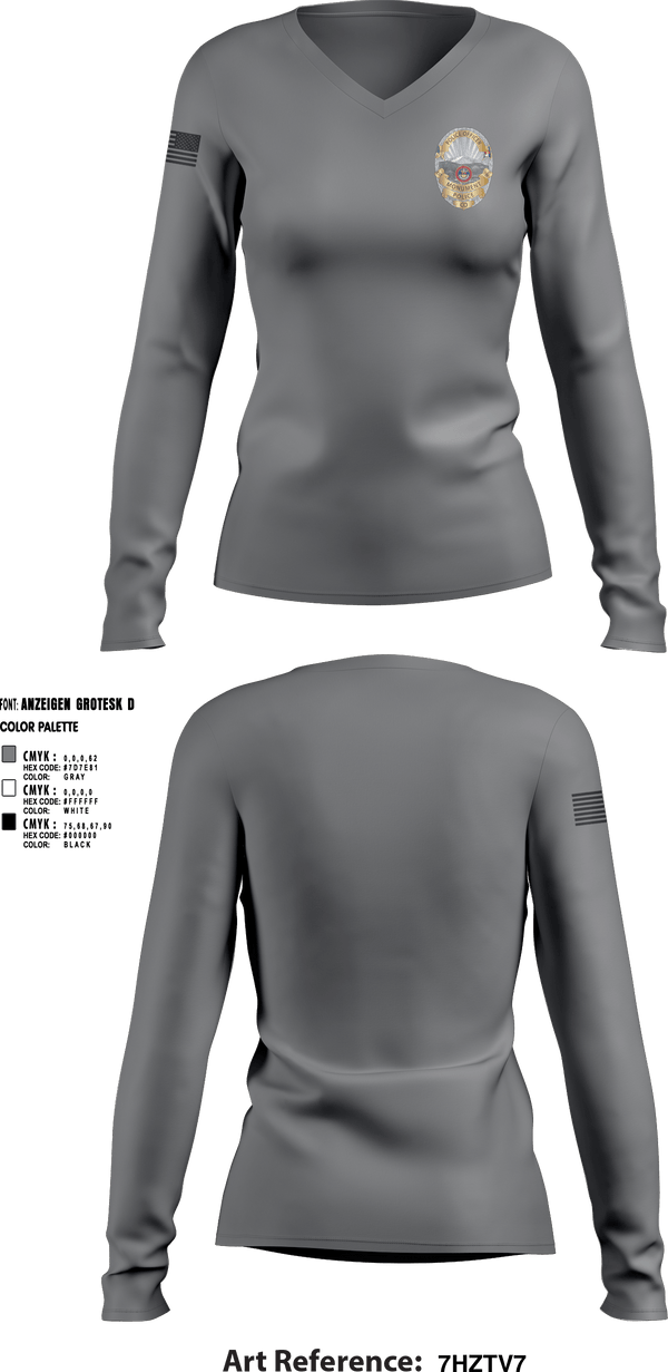Women's Long Sleeve Vneck Shirt, Monument Police Department, Police, Teamtime, Team time, sublimation, custom sports apparel, team uniforms, spirit wear, spiritwear, sports uniforms, custom shirts, team store, custom team store, fundraiser sports, apparel fundraiser