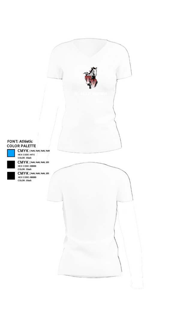 Womens Short Sleeve Vneck Shirt, Tri-Valley Mustangs, Spirit Store, Teamtime, Team time, sublimation, custom sports apparel, team uniforms, spirit wear, spiritwear, sports uniforms, custom shirts, team store, custom team store, fundraiser sports, apparel fundraiser