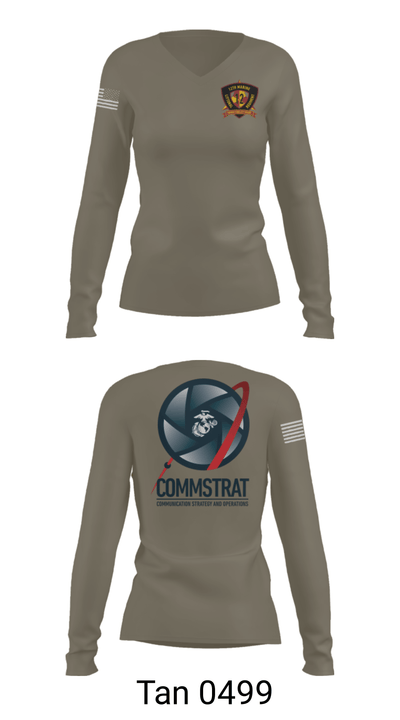 12th MLR COMMSTRAT 81672538 Women's Long Sleeve V-neck Shirt - 77