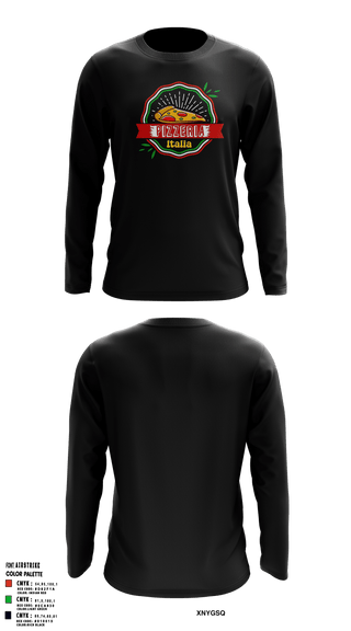 Long Sleeve Performance Shirt, Pizzeria ItaliaJDC PBA, Bowling, Teamtime, Team time, sublimation, custom sports apparel, team uniforms, spirit wear, spiritwear, sports uniforms, custom shirts, team store, custom team store, fundraiser sports, apparel fundraiser