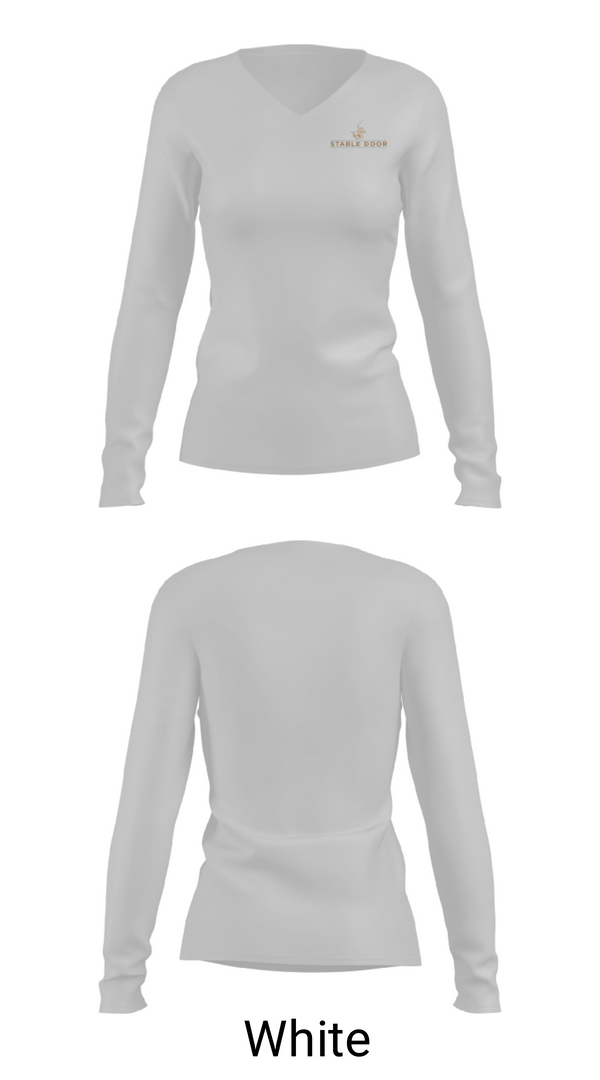 Women's Long Sleeve Vneck Shirt, Stable DoorStable Door, , Teamtime, Team time, sublimation, custom sports apparel, team uniforms, spirit wear, spiritwear, sports uniforms, custom shirts, team store, custom team store, fundraiser sports, apparel fundraiser