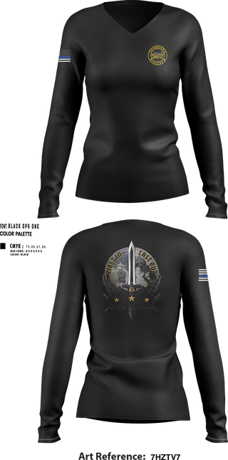 Womens Long Sleeve Vneck Shirt, Philadlphia SWAT, Police, Teamtime, Team time, sublimation, custom sports apparel, team uniforms, spirit wear, spiritwear, sports uniforms, custom shirts, team store, custom team store, fundraiser sports, apparel fundraiser