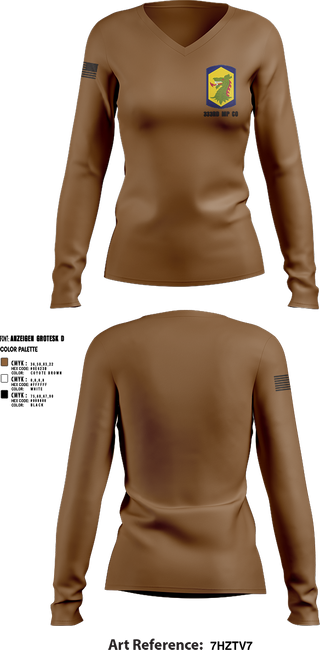 Womens Long Sleeve Vneck Shirt, 333rd MP Co, , Teamtime, Team time, sublimation, custom sports apparel, team uniforms, spirit wear, spiritwear, sports uniforms, custom shirts, team store, custom team store, fundraiser sports, apparel fundraiser