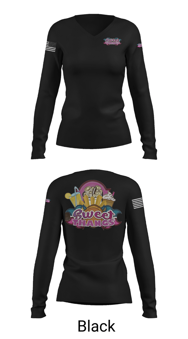 Womens Long Sleeve Vneck Shirt 1, Sweet Thangs, , Teamtime, Team time, sublimation, custom sports apparel, team uniforms, spirit wear, spiritwear, sports uniforms, custom shirts, team store, custom team store, fundraiser sports, apparel fundraiser
