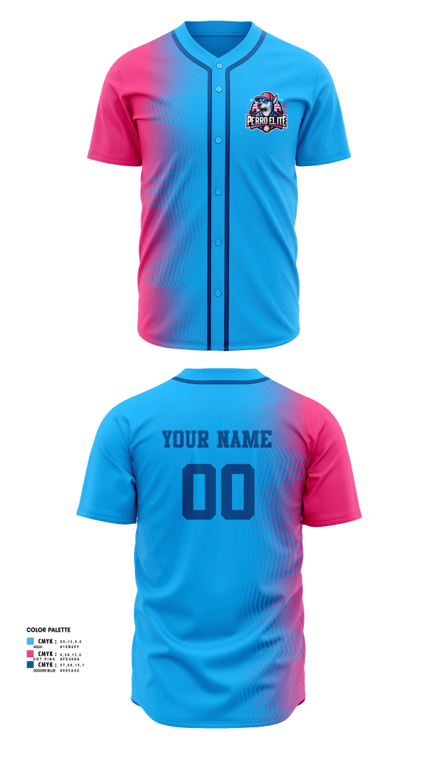 Full Button Baseball Jersey, PERRO ELITE, Baseball, Teamtime, Team time, sublimation, custom sports apparel, team uniforms, spirit wear, spiritwear, sports uniforms, custom shirts, team store, custom team store, fundraiser sports, apparel fundraiser