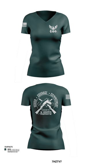 Womens Short Sleeve Vneck Shirt, Kennesaw Mountain NJROTC, Navy, Teamtime, Team time, sublimation, custom sports apparel, team uniforms, spirit wear, spiritwear, sports uniforms, custom shirts, team store, custom team store, fundraiser sports, apparel fundraiser