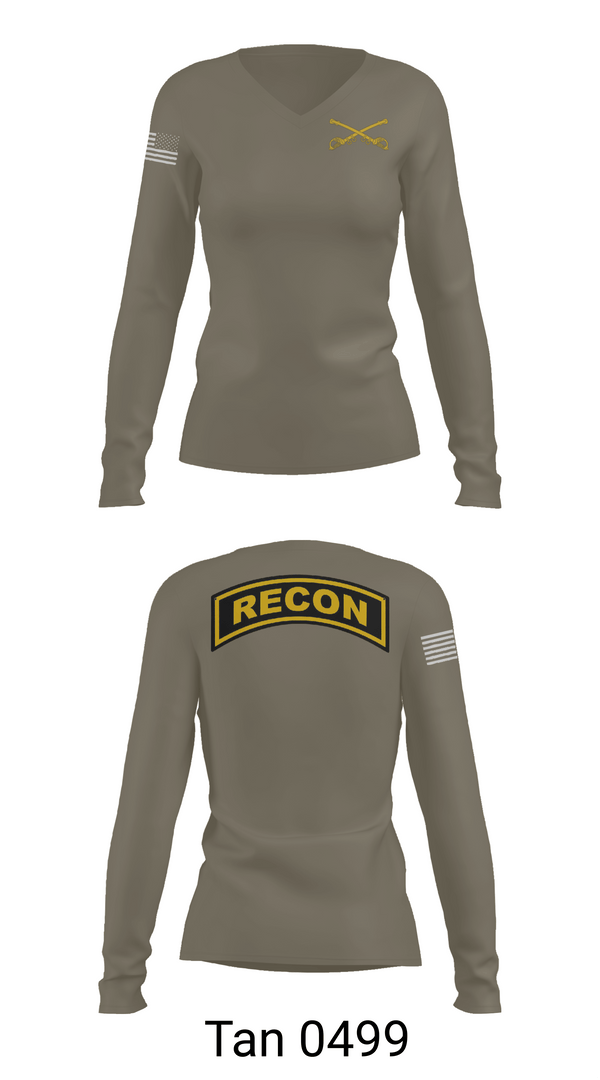 Womens Long Sleeve Vneck Shirt 1, Cowboy, Army, Teamtime, Team time, sublimation, custom sports apparel, team uniforms, spirit wear, spiritwear, sports uniforms, custom shirts, team store, custom team store, fundraiser sports, apparel fundraiser