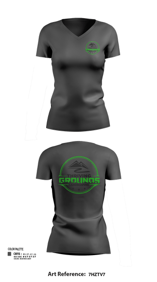 Womens Short Sleeve Vneck Shirt, Thriving Grounds Landscaping, , Teamtime, Team time, sublimation, custom sports apparel, team uniforms, spirit wear, spiritwear, sports uniforms, custom shirts, team store, custom team store, fundraiser sports, apparel fundraiser