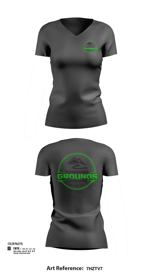 Womens Short Sleeve Vneck Shirt, Thriving Grounds Landscaping, , Teamtime, Team time, sublimation, custom sports apparel, team uniforms, spirit wear, spiritwear, sports uniforms, custom shirts, team store, custom team store, fundraiser sports, apparel fundraiser