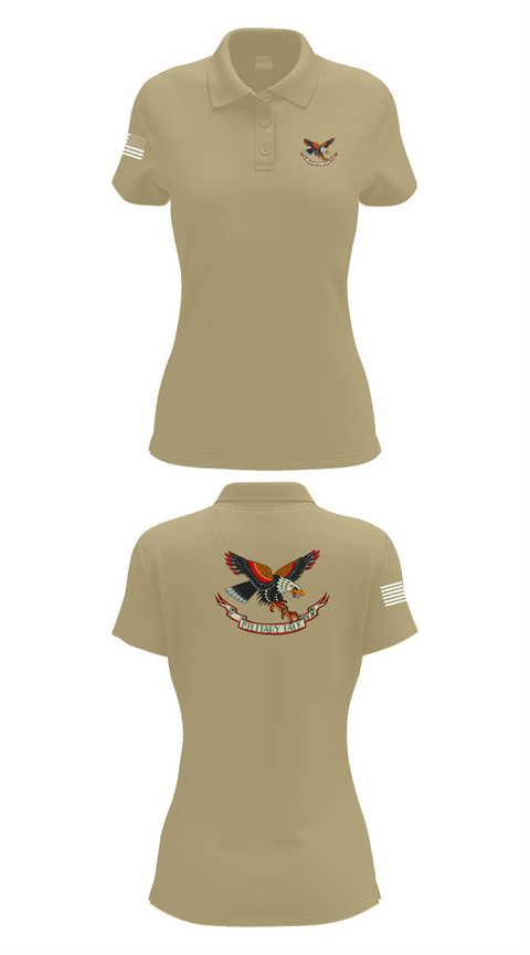 Womens Short Sleeve Performance Polo, Military Talk by JC, Army, Teamtime, Team time, sublimation, custom sports apparel, team uniforms, spirit wear, spiritwear, sports uniforms, custom shirts, team store, custom team store, fundraiser sports, apparel fundraiser