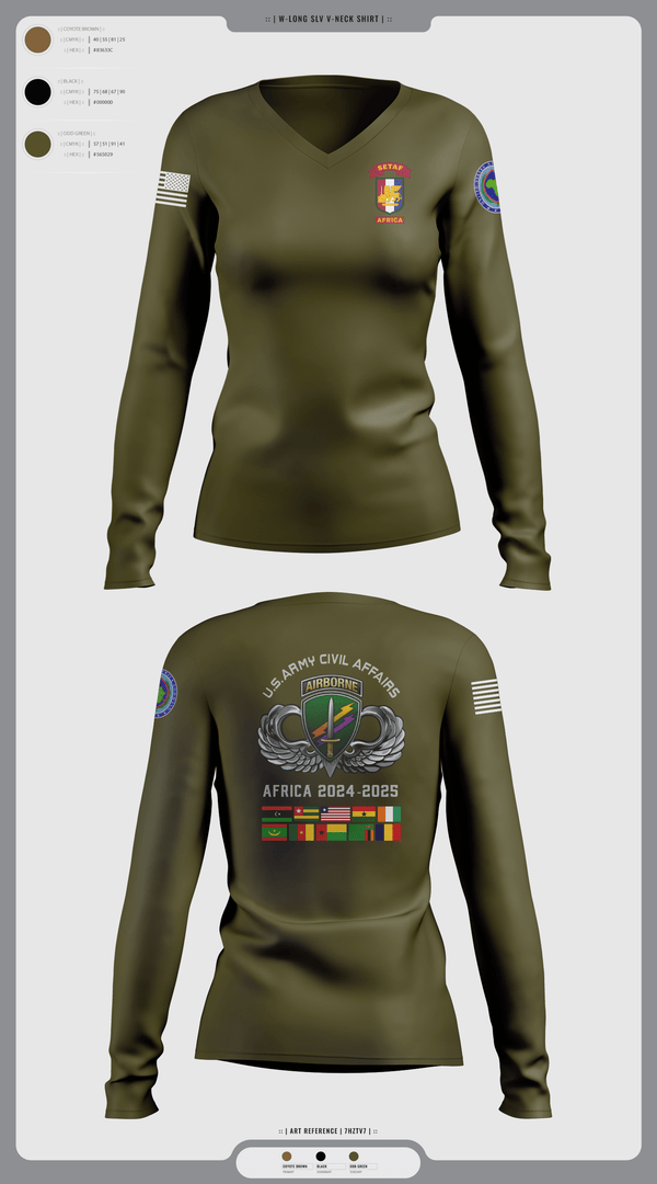 Womens Long Sleeve Vneck Shirt, 478th CA BN (A), Army, Teamtime, Team time, sublimation, custom sports apparel, team uniforms, spirit wear, spiritwear, sports uniforms, custom shirts, team store, custom team store, fundraiser sports, apparel fundraiser
