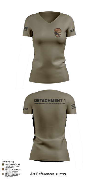 Detachment 1 27221981 Women's Short Sleeve V-neck Shirt - 18