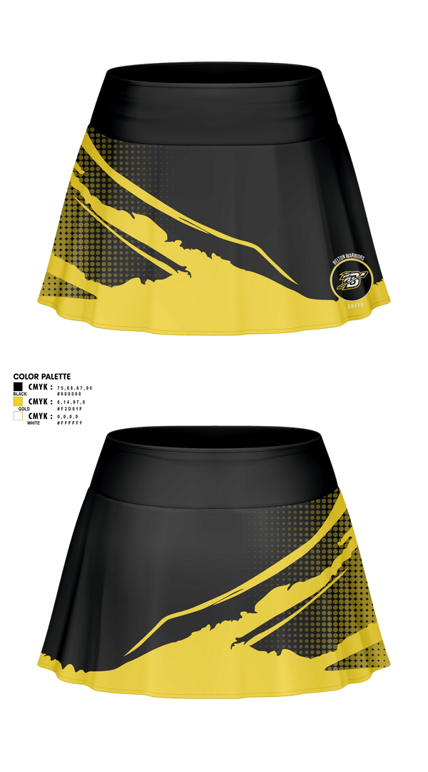 Skort, Belton Middle School Warriors Cheer, Cheer, Teamtime, Team time, sublimation, custom sports apparel, team uniforms, spirit wear, spiritwear, sports uniforms, custom shirts, team store, custom team store, fundraiser sports, apparel fundraiser