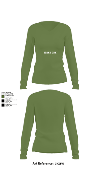 Women's Long Sleeve Vneck Shirt, 922nd CBN, Army, Teamtime, Team time, sublimation, custom sports apparel, team uniforms, spirit wear, spiritwear, sports uniforms, custom shirts, team store, custom team store, fundraiser sports, apparel fundraiser