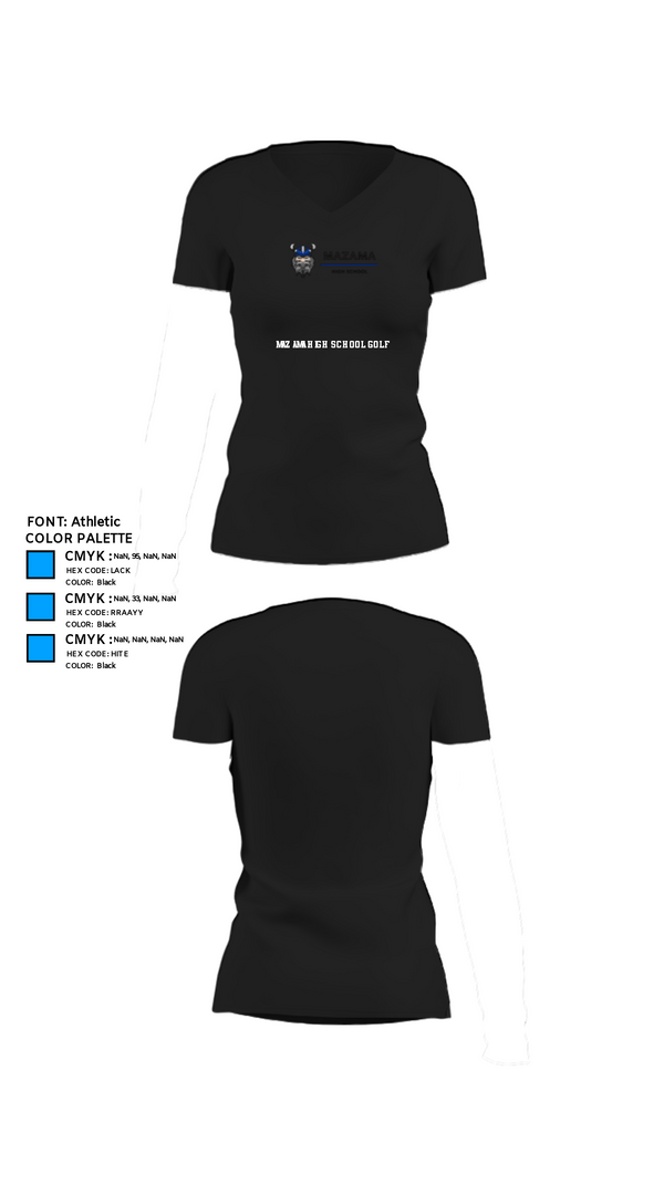 Womens Short Sleeve Vneck Shirt, Mazama High School Golf, Golf, Teamtime, Team time, sublimation, custom sports apparel, team uniforms, spirit wear, spiritwear, sports uniforms, custom shirts, team store, custom team store, fundraiser sports, apparel fundraiser