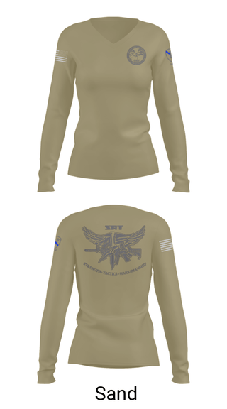Women's Long Sleeve Vneck Shirt, Special Reaction Team, Marines, Teamtime, Team time, sublimation, custom sports apparel, team uniforms, spirit wear, spiritwear, sports uniforms, custom shirts, team store, custom team store, fundraiser sports, apparel fundraiser