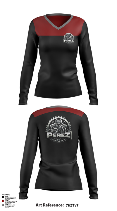 PÉREZ MOTORS 46833550 Women's Long Sleeve V-neck Shirt -1 125