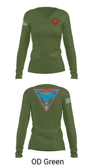 Womens Long Sleeve Vneck Shirt 1, Marine Air Group 24, Marines, Teamtime, Team time, sublimation, custom sports apparel, team uniforms, spirit wear, spiritwear, sports uniforms, custom shirts, team store, custom team store, fundraiser sports, apparel fundraiser