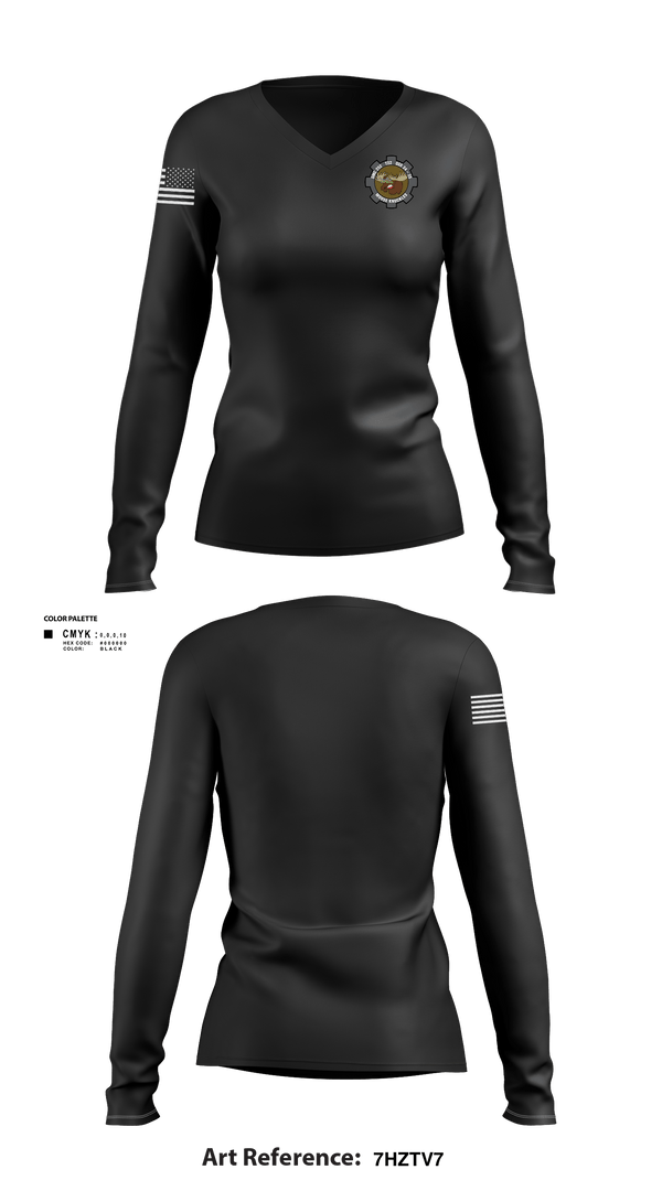 Women's Long Sleeve Vneck Shirt, Moose Knuckles, Army, Teamtime, Team time, sublimation, custom sports apparel, team uniforms, spirit wear, spiritwear, sports uniforms, custom shirts, team store, custom team store, fundraiser sports, apparel fundraiser