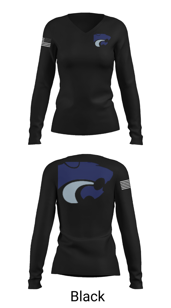 Womens Long Sleeve Vneck Shirt, DEPEW WILDCATS, Bowling, Teamtime, Team time, sublimation, custom sports apparel, team uniforms, spirit wear, spiritwear, sports uniforms, custom shirts, team store, custom team store, fundraiser sports, apparel fundraiser