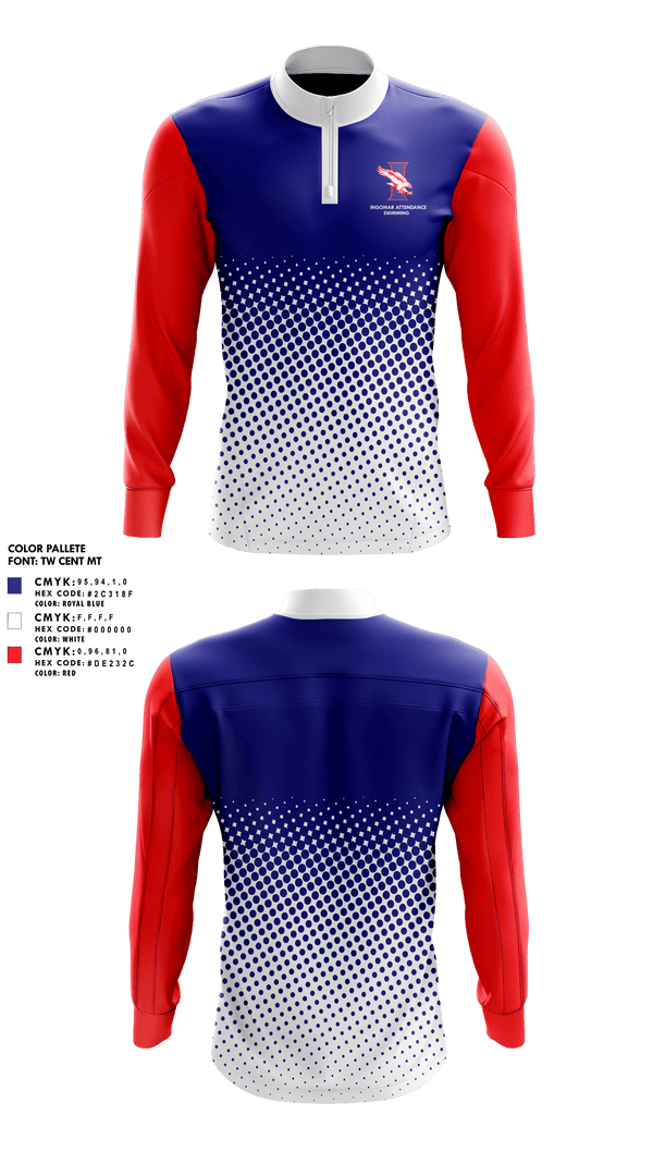Quarter Zip Jacket, Ingomar Attendance Center (High School) Swimming, Swimming, Teamtime, Team time, sublimation, custom sports apparel, team uniforms, spirit wear, spiritwear, sports uniforms, custom shirts, team store, custom team store, fundraiser sports, apparel fundraiser