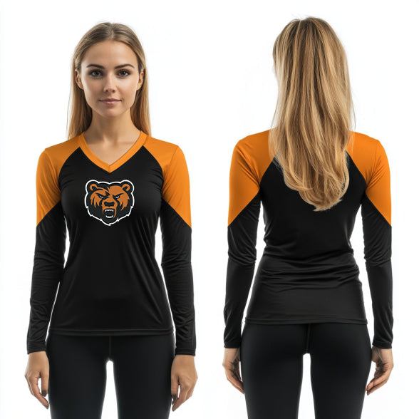 Womens Long Sleeve Vneck Shirt, Richland High School Basketball, Women's Basketball, Teamtime, Team time, sublimation, custom sports apparel, team uniforms, spirit wear, spiritwear, sports uniforms, custom shirts, team store, custom team store, fundraiser sports, apparel fundraiser