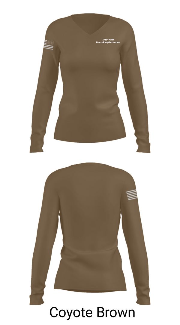 Womens Long Sleeve Vneck Shirt, 171st ARW Recruiting/Retention, Air Force, Teamtime, Team time, sublimation, custom sports apparel, team uniforms, spirit wear, spiritwear, sports uniforms, custom shirts, team store, custom team store, fundraiser sports, apparel fundraiser