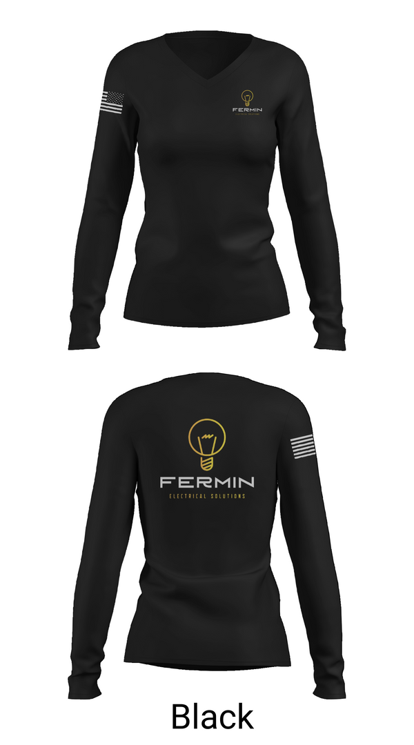Womens Long Sleeve Vneck Shirt 1, Fermin Electrical Solutions, , Teamtime, Team time, sublimation, custom sports apparel, team uniforms, spirit wear, spiritwear, sports uniforms, custom shirts, team store, custom team store, fundraiser sports, apparel fundraiser