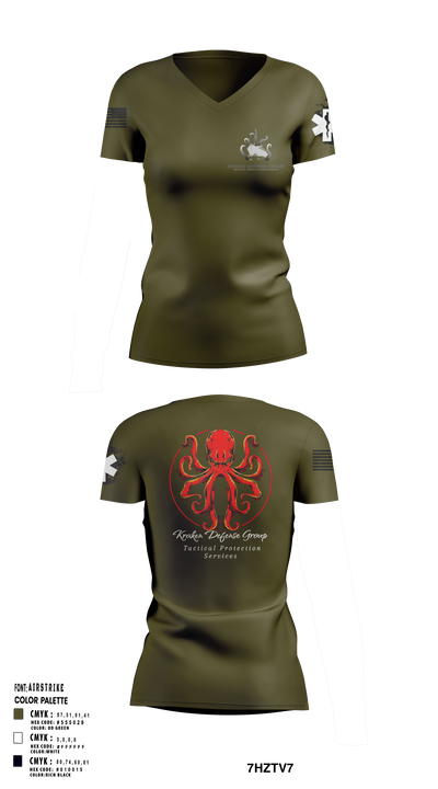 Kraken Defense Group 92519053 Women's Short Sleeve V-neck Shirt - 112
