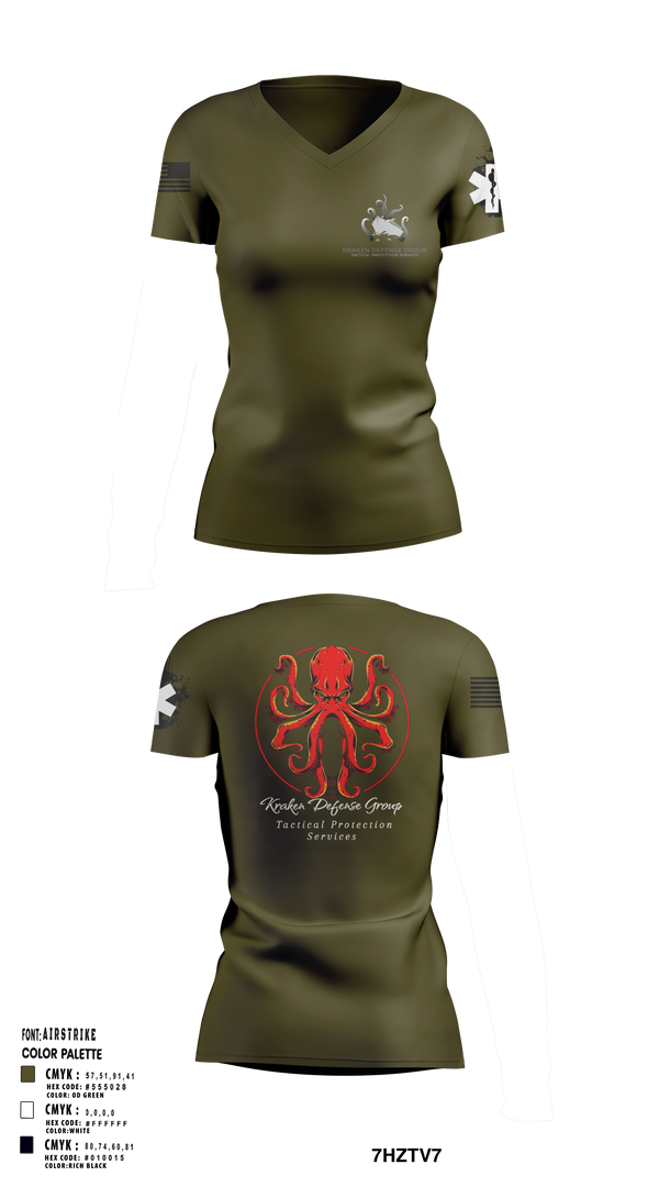 Womens Short Sleeve Vneck Shirt, Kraken Defense Group, , Teamtime, Team time, sublimation, custom sports apparel, team uniforms, spirit wear, spiritwear, sports uniforms, custom shirts, team store, custom team store, fundraiser sports, apparel fundraiser