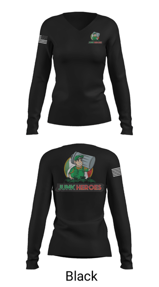 Women's Long Sleeve Vneck Shirt, Junk Heroes, , Teamtime, Team time, sublimation, custom sports apparel, team uniforms, spirit wear, spiritwear, sports uniforms, custom shirts, team store, custom team store, fundraiser sports, apparel fundraiser