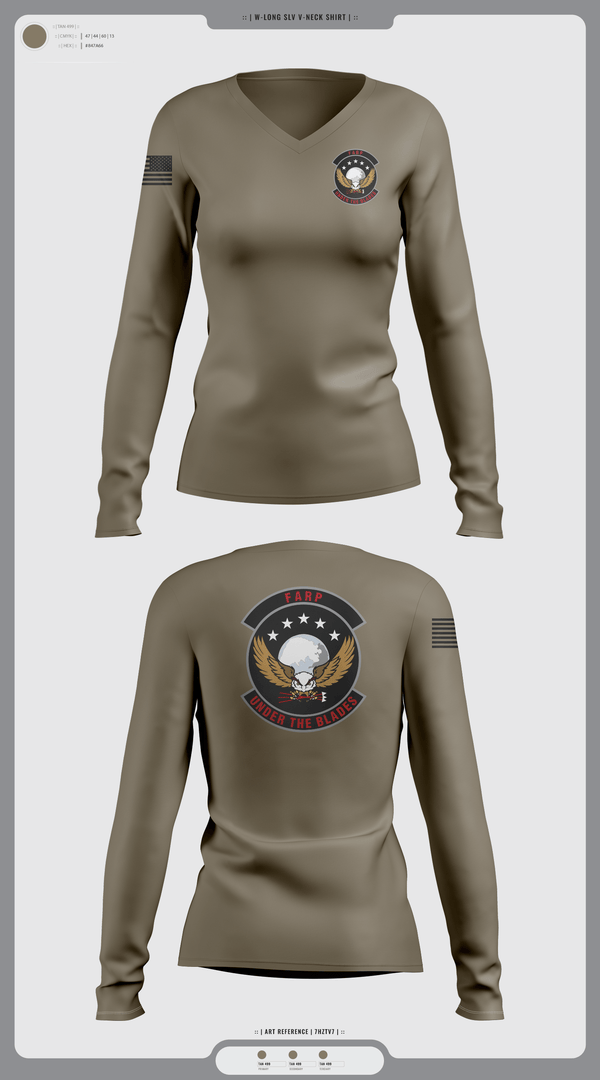 Womens Long Sleeve Vneck Shirt, FARP, Air Force, Teamtime, Team time, sublimation, custom sports apparel, team uniforms, spirit wear, spiritwear, sports uniforms, custom shirts, team store, custom team store, fundraiser sports, apparel fundraiser