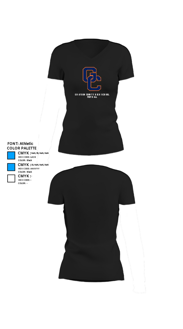 Women's Short Sleeve Vneck Shirt, Grayson County High School Football, Football, Teamtime, Team time, sublimation, custom sports apparel, team uniforms, spirit wear, spiritwear, sports uniforms, custom shirts, team store, custom team store, fundraiser sports, apparel fundraiser