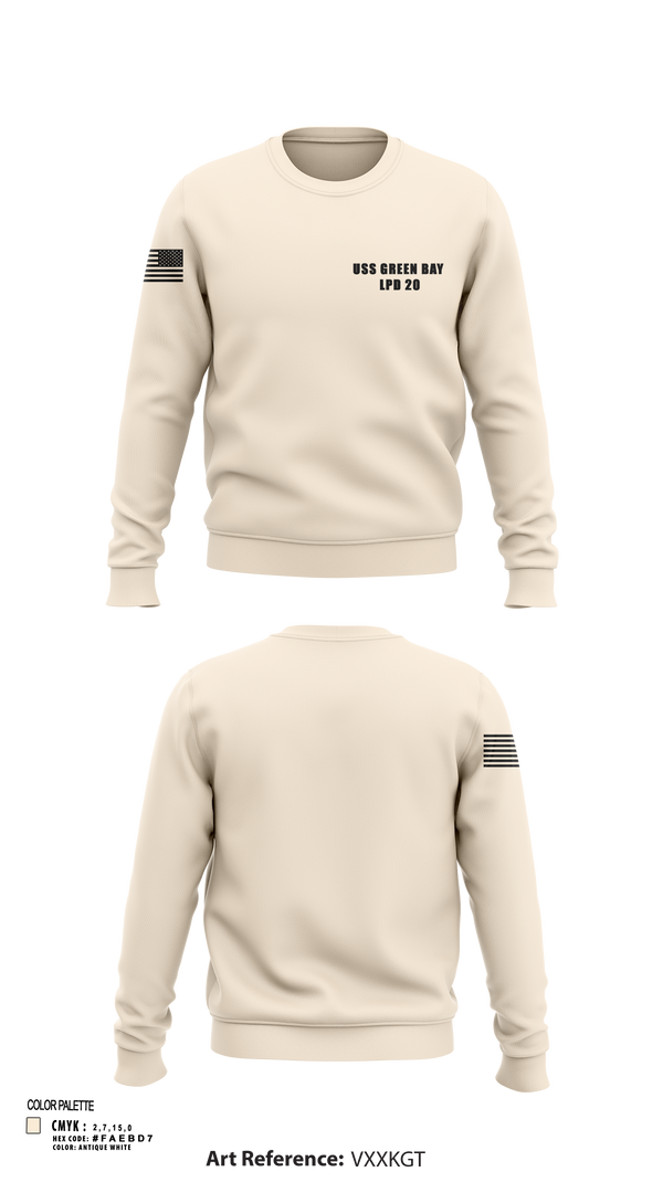 Crew Neck Sweatshirt, USS GREEN BAY LPD 20, Navy, Teamtime, Team time, sublimation, custom sports apparel, team uniforms, spirit wear, spiritwear, sports uniforms, custom shirts, team store, custom team store, fundraiser sports, apparel fundraiser