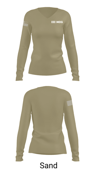 Womens Long Sleeve Vneck Shirt, III MIG, , Teamtime, Team time, sublimation, custom sports apparel, team uniforms, spirit wear, spiritwear, sports uniforms, custom shirts, team store, custom team store, fundraiser sports, apparel fundraiser