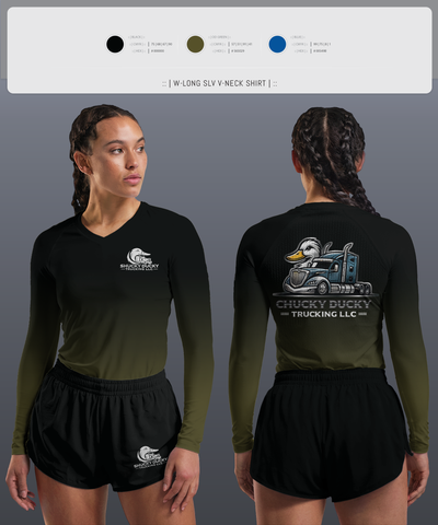 Shucky Ducky Trucking 33688135 Women's Long Sleeve V-neck Shirt - 1