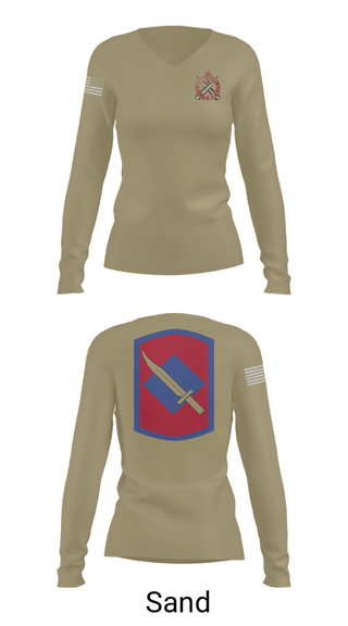 Women's Long Sleeve Vneck Shirt, Fox Company 39th BSB (FA FSC), National Guard, Teamtime, Team time, sublimation, custom sports apparel, team uniforms, spirit wear, spiritwear, sports uniforms, custom shirts, team store, custom team store, fundraiser sports, apparel fundraiser