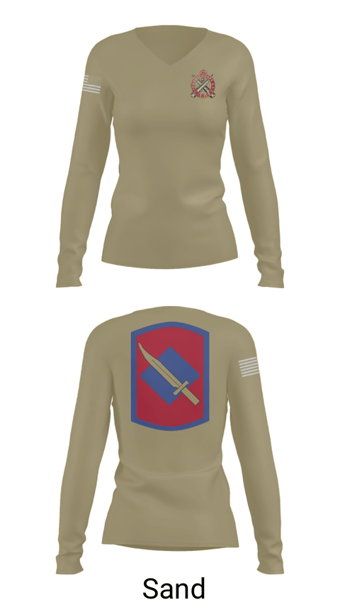 Women's Long Sleeve Vneck Shirt, Fox Company 39th BSB (FA FSC), National Guard, Teamtime, Team time, sublimation, custom sports apparel, team uniforms, spirit wear, spiritwear, sports uniforms, custom shirts, team store, custom team store, fundraiser sports, apparel fundraiser