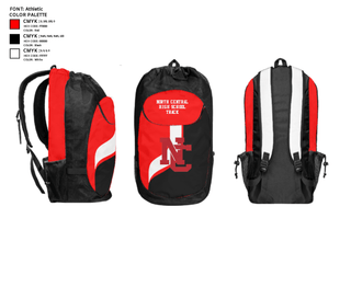 Gear Bag, North Central High School Track, Track & Field, Teamtime, Team time, sublimation, custom sports apparel, team uniforms, spirit wear, spiritwear, sports uniforms, custom shirts, team store, custom team store, fundraiser sports, apparel fundraiser