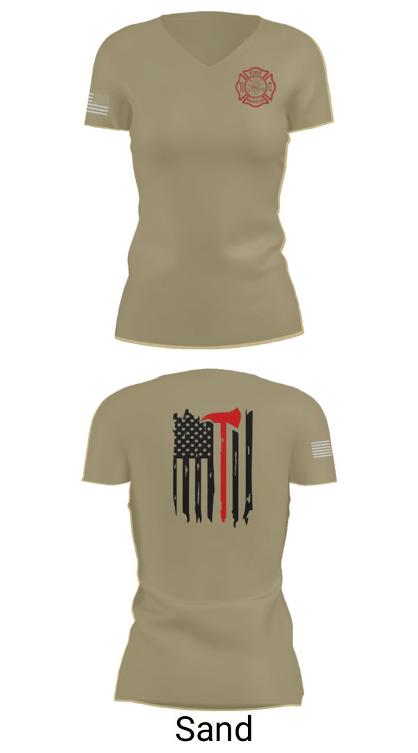Women's Short Sleeve Vneck Shirt, Okay Fire & Rescue, Fire Department, Teamtime, Team time, sublimation, custom sports apparel, team uniforms, spirit wear, spiritwear, sports uniforms, custom shirts, team store, custom team store, fundraiser sports, apparel fundraiser