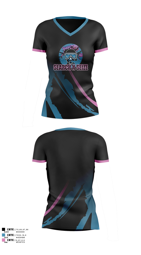 Womens Short Sleeve Vneck Shirt, SearchNSeize, Swimming, Teamtime, Team time, sublimation, custom sports apparel, team uniforms, spirit wear, spiritwear, sports uniforms, custom shirts, team store, custom team store, fundraiser sports, apparel fundraiser