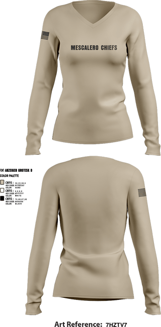 Womens Long Sleeve Vneck Shirt, Mescalero chiefs, , Teamtime, Team time, sublimation, custom sports apparel, team uniforms, spirit wear, spiritwear, sports uniforms, custom shirts, team store, custom team store, fundraiser sports, apparel fundraiser